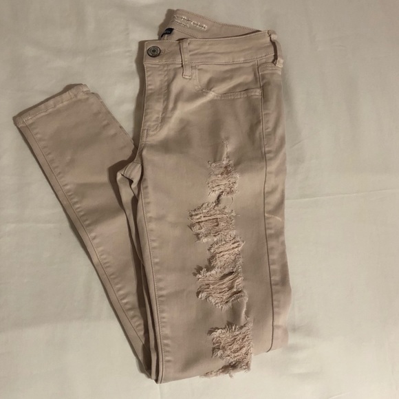 American Eagle Outfitters Denim - American Eagle Tan Ripped Super Stretch Jeans